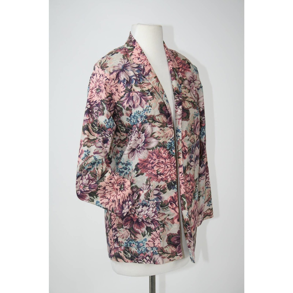 Vintage 80s Floral Blazer Tapestry Cottage Core Shabby Chic Romantic Ephemera - Picture 7 of 11